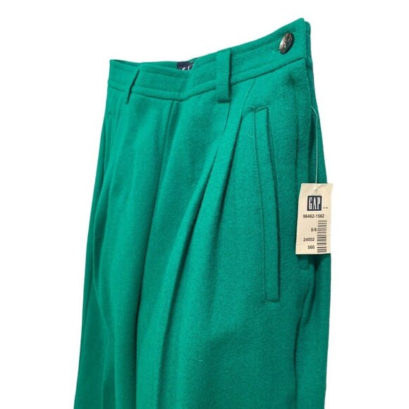 Size 5/6 Gap Vintage 1980s Kelly Green New Women's Wool Blend Lined Pants - Picture 3 of 8